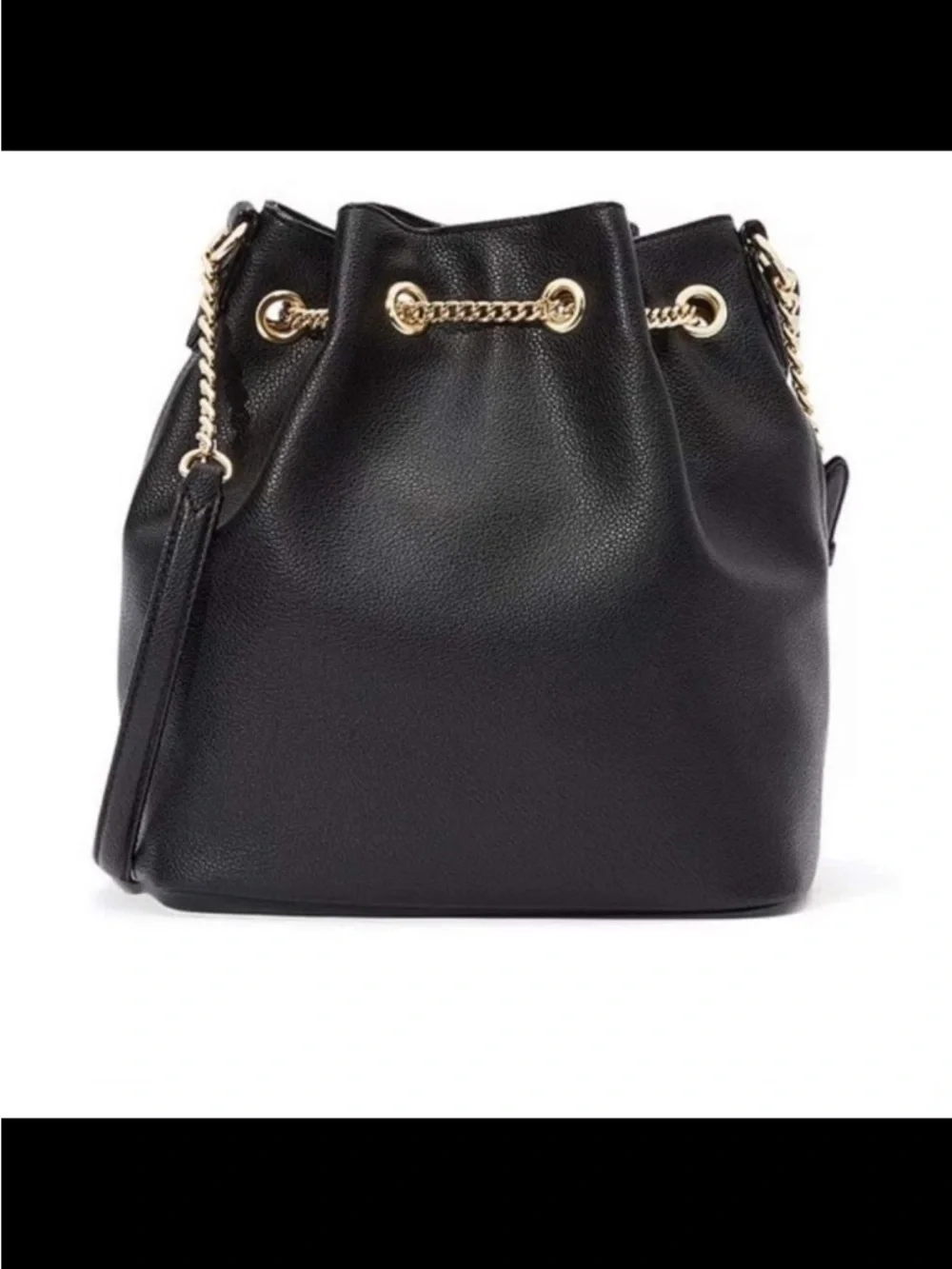 Victoria's Secret Black Drawstring Chain-Accent Hobo
